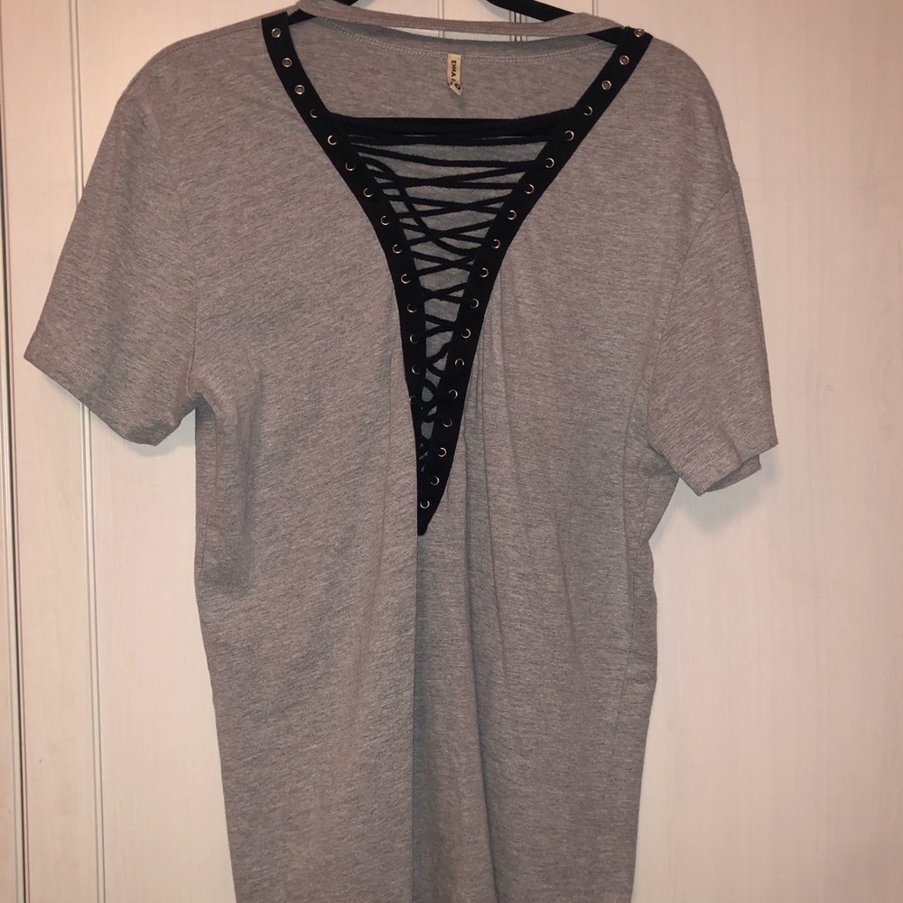 Gray tie up t-shirt dress